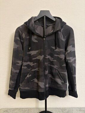 Athleta Charcoal Camo Fleece Lined Hoodie